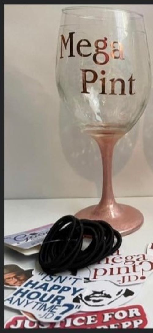 Custom 20oz. 'Mega Pint' Wine Glass- Rose Gold block font